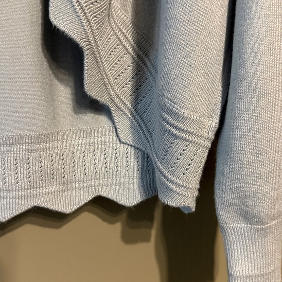 Peruvian Connection Light Gray Scalloped Open Front Cardigan - Picture 4 of 8